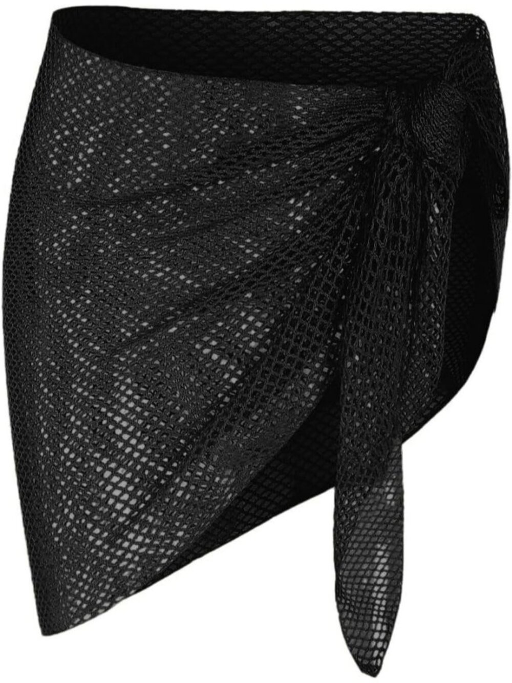 Womens Black Polyester Coverup Bathing Suit Coverup Sarong Coverup Tie Side